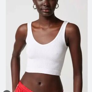 Urban Outfitters White Ribbed Tank Top